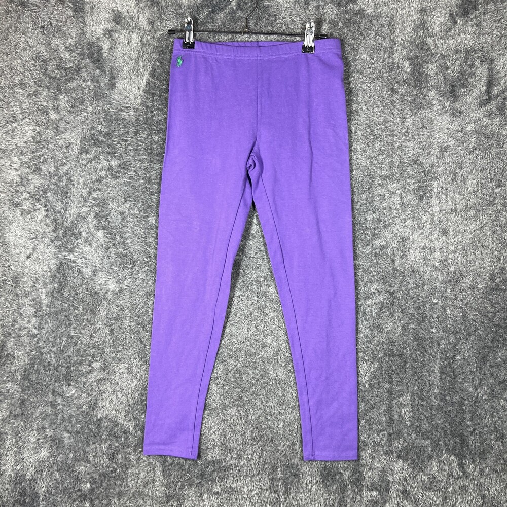 Ralph Lauren Leggings Girls 12-14 Purple Ankle Length Cotton Stretch Pony Logo